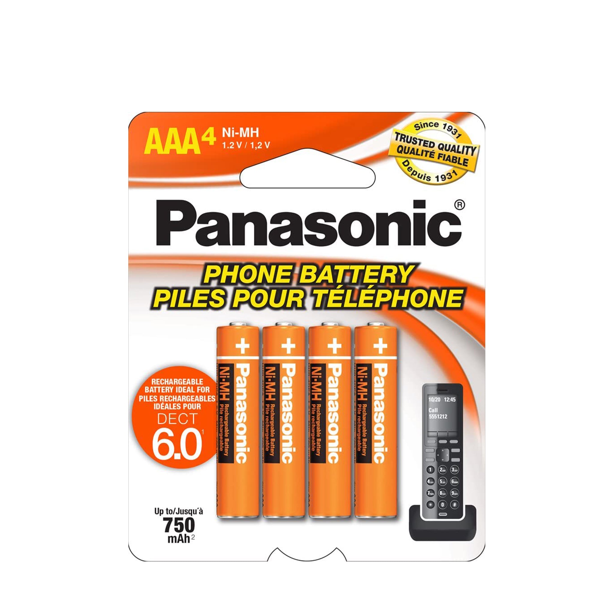 Panasonic AAA NiMH Rechargeable Batteries for Cordless Phones - HHR-4DPA
