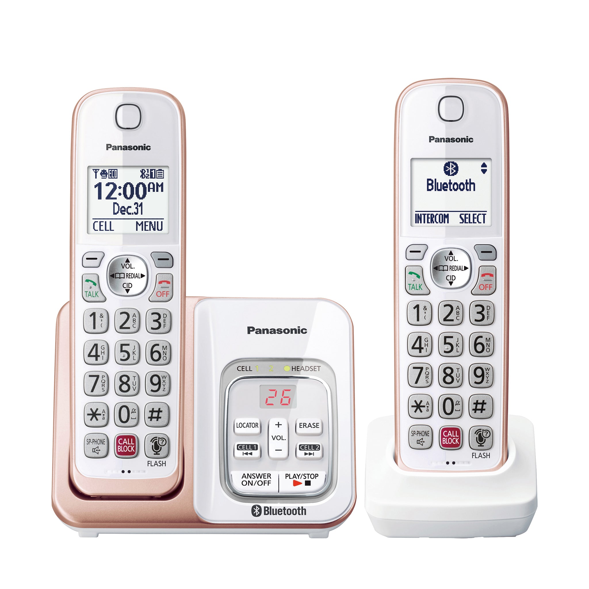 Panasonic DECT 6.0 Expandable Cordless Phone with Answering Machine and  Smart Call Block - 2 Cordless Handsets - KX-TGD632W (White/Silver) 