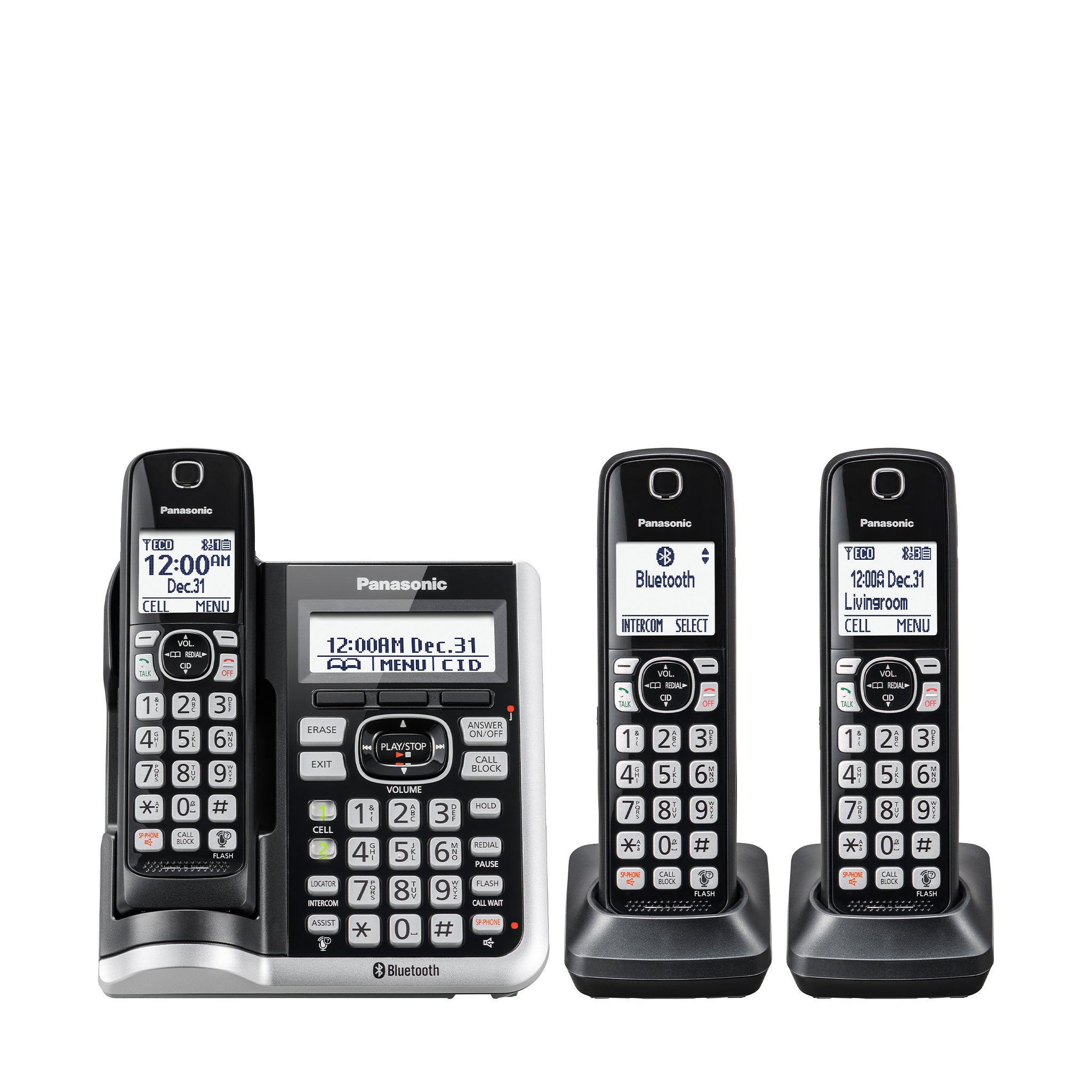 Panasonic Link2Cell Cordless Phone System with 3, Digital Answering  Machine, KX-TGF57x Series