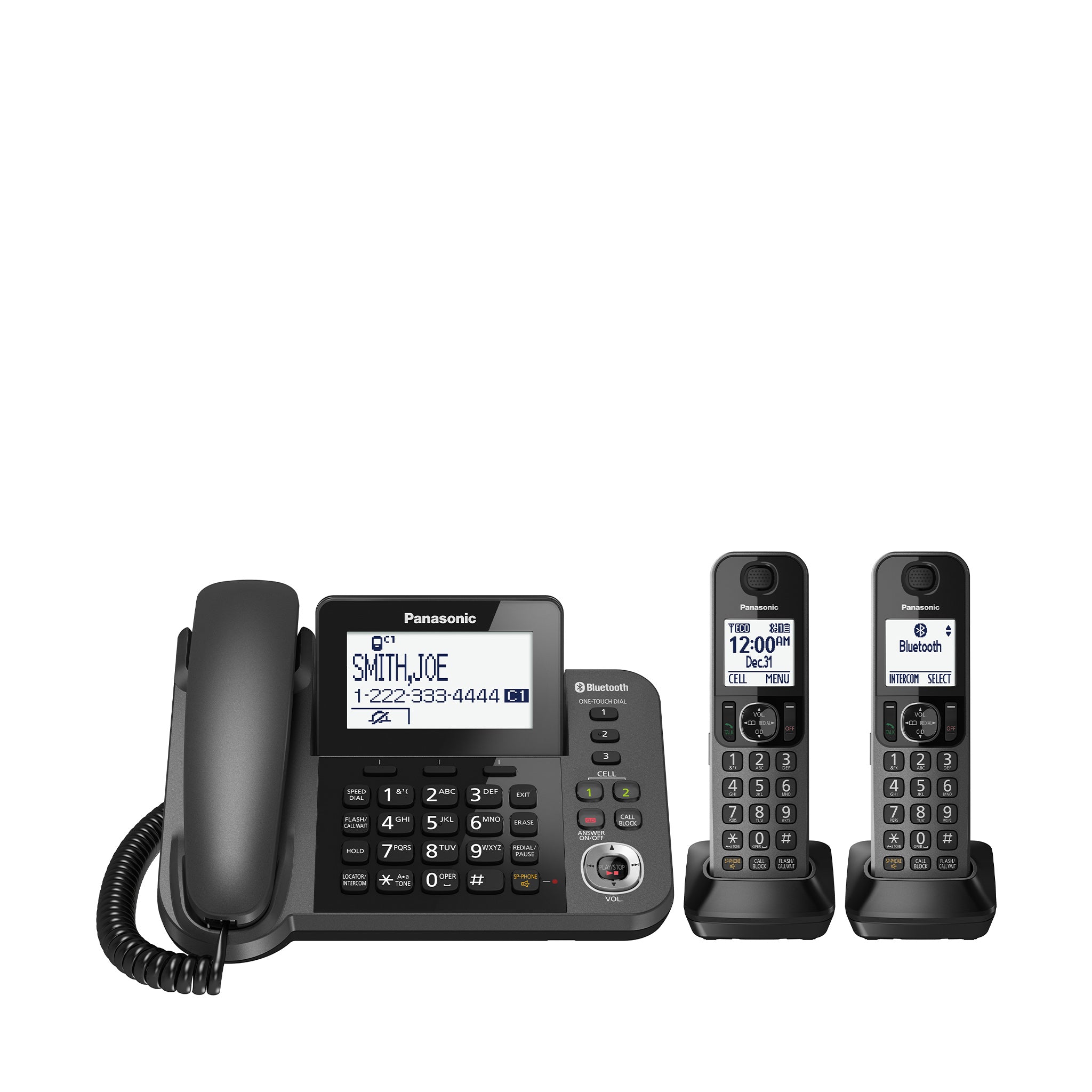 Panasonic Link2Cell Corded Phone System with 2 Corded Handsets, Digital  Answering Machine - KX-TGF382M