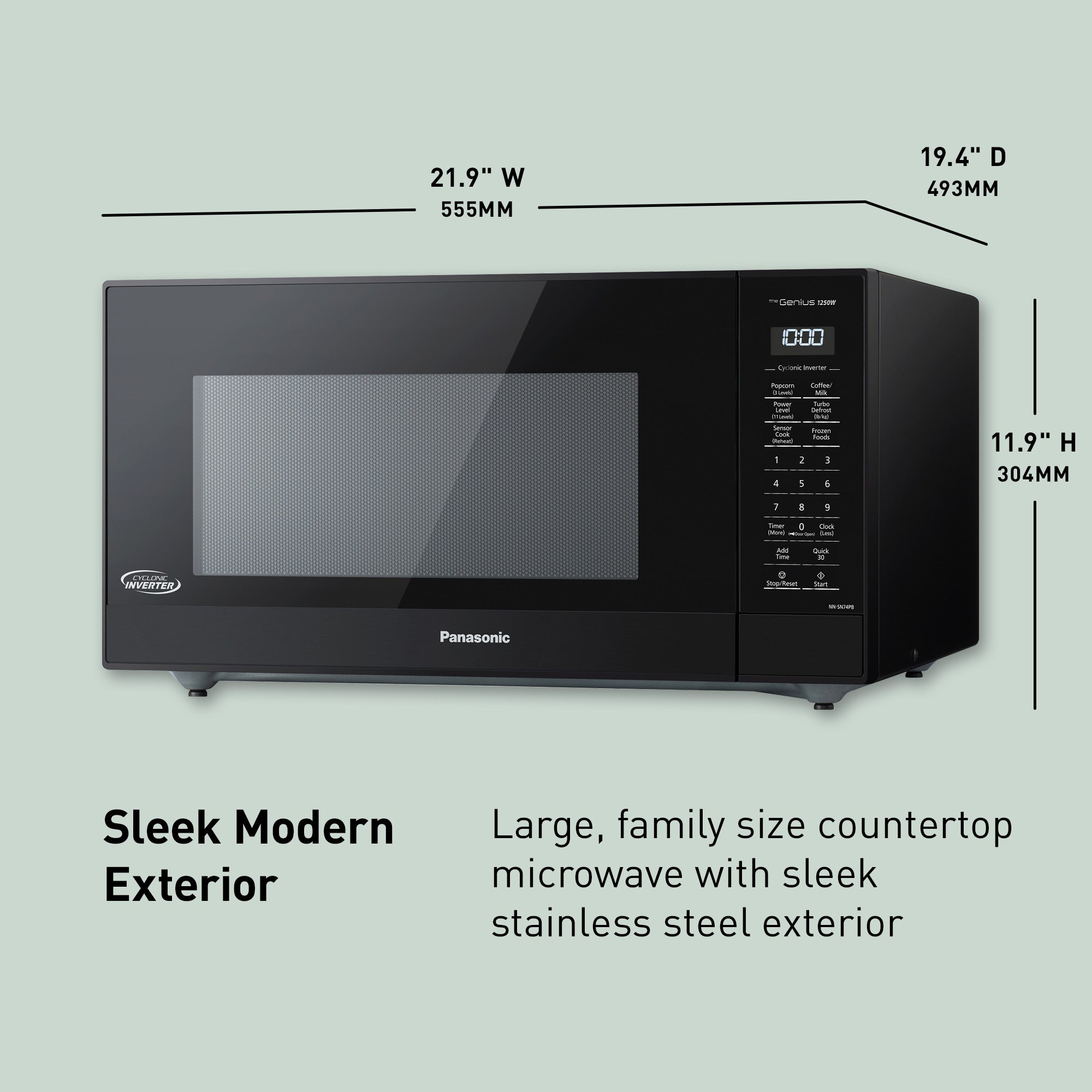 1.6 cu. ft. Cyclonic Wave Inverter Microwave, 1250W - NN-SN74P