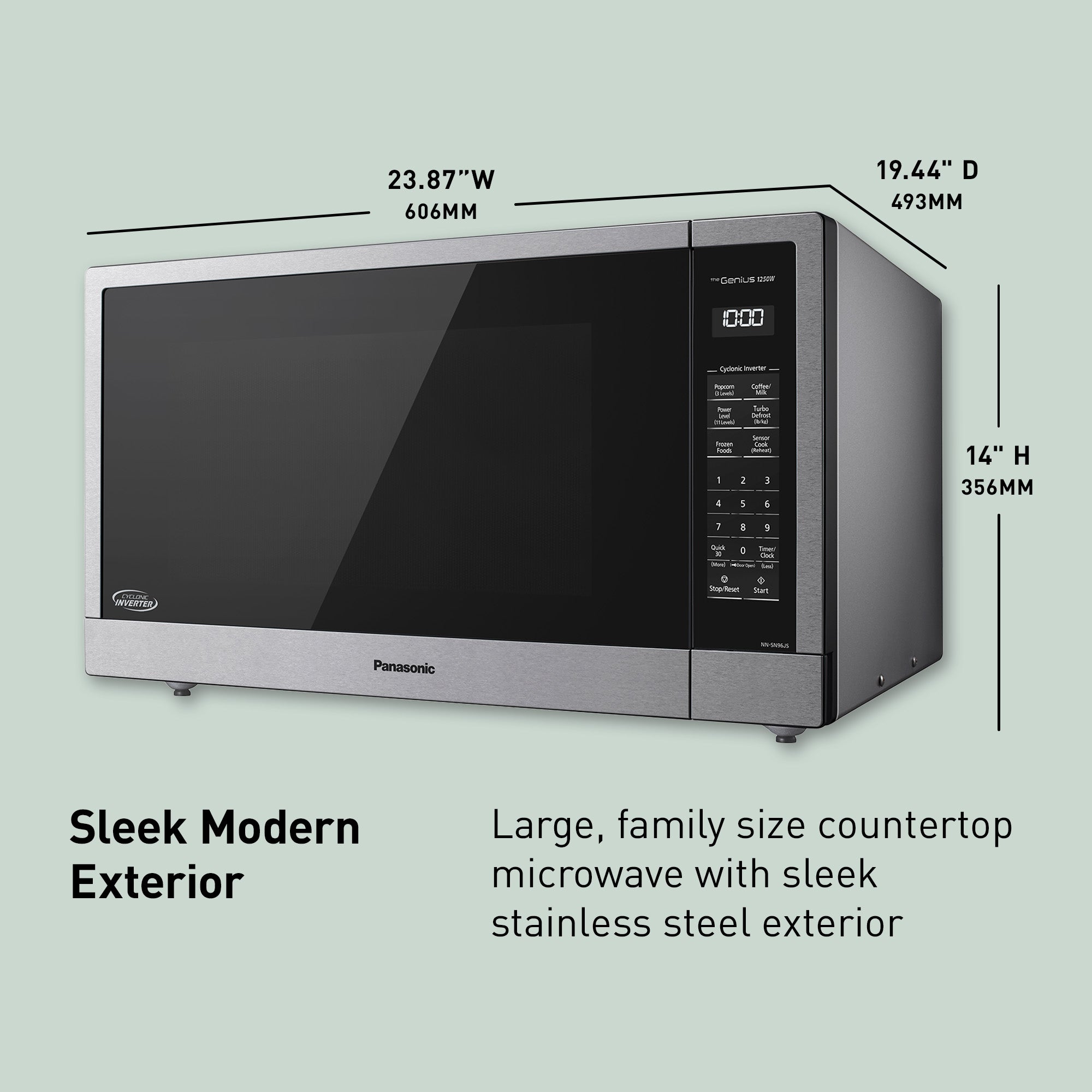 2.2 cu.ft. Cyclonic Wave Inverter Microwave, 1250W - NN-SN96JS