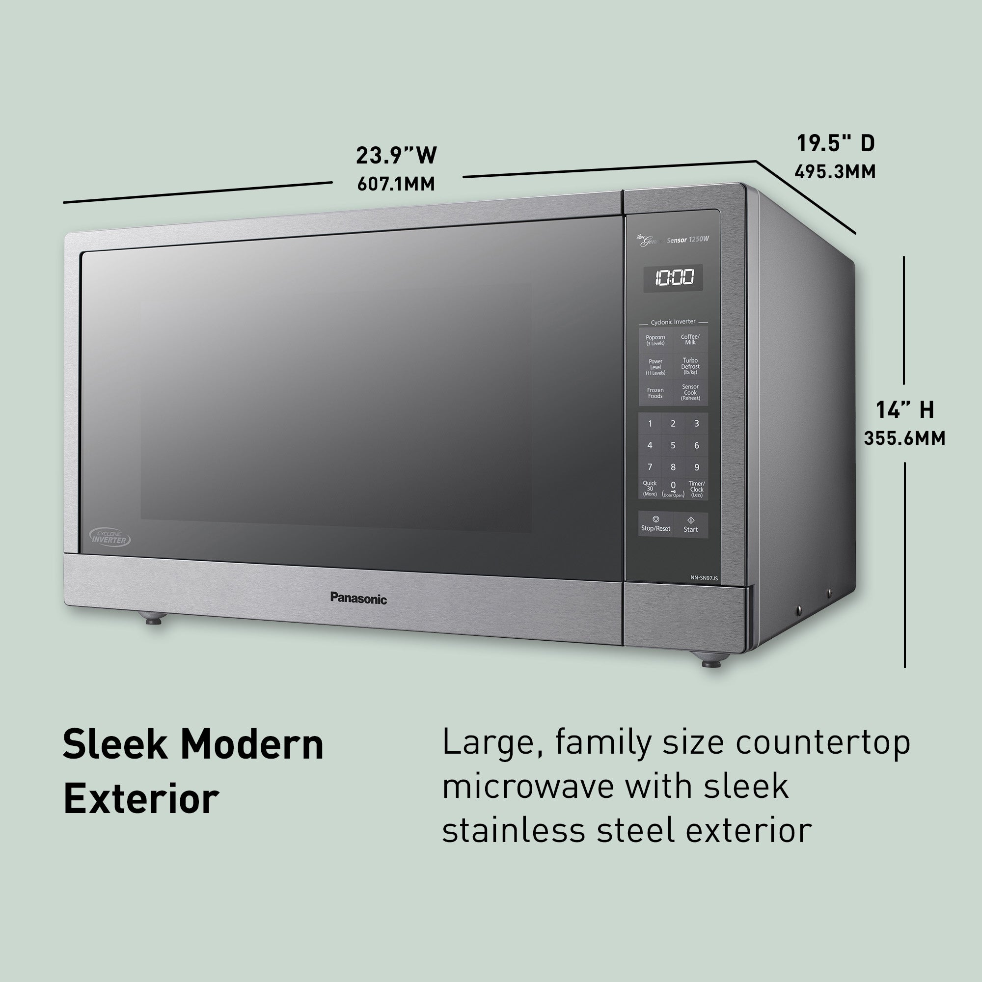 2.2 cu.ft. Cyclonic Wave Inverter Microwave, 1250W - NN-SN97JS
