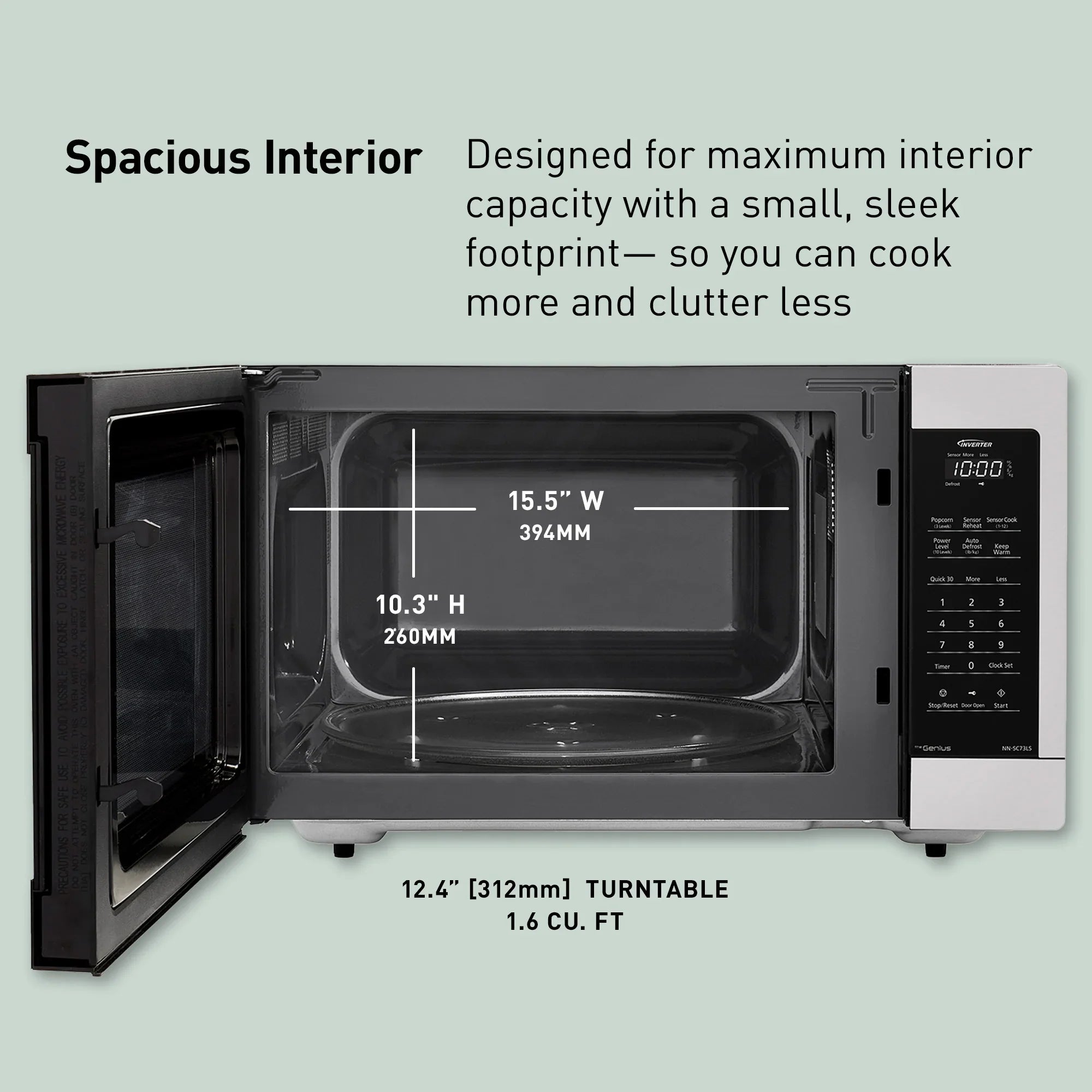 1.6 cu. ft. Inverter Microwave, 1200W - NN-SC73LS