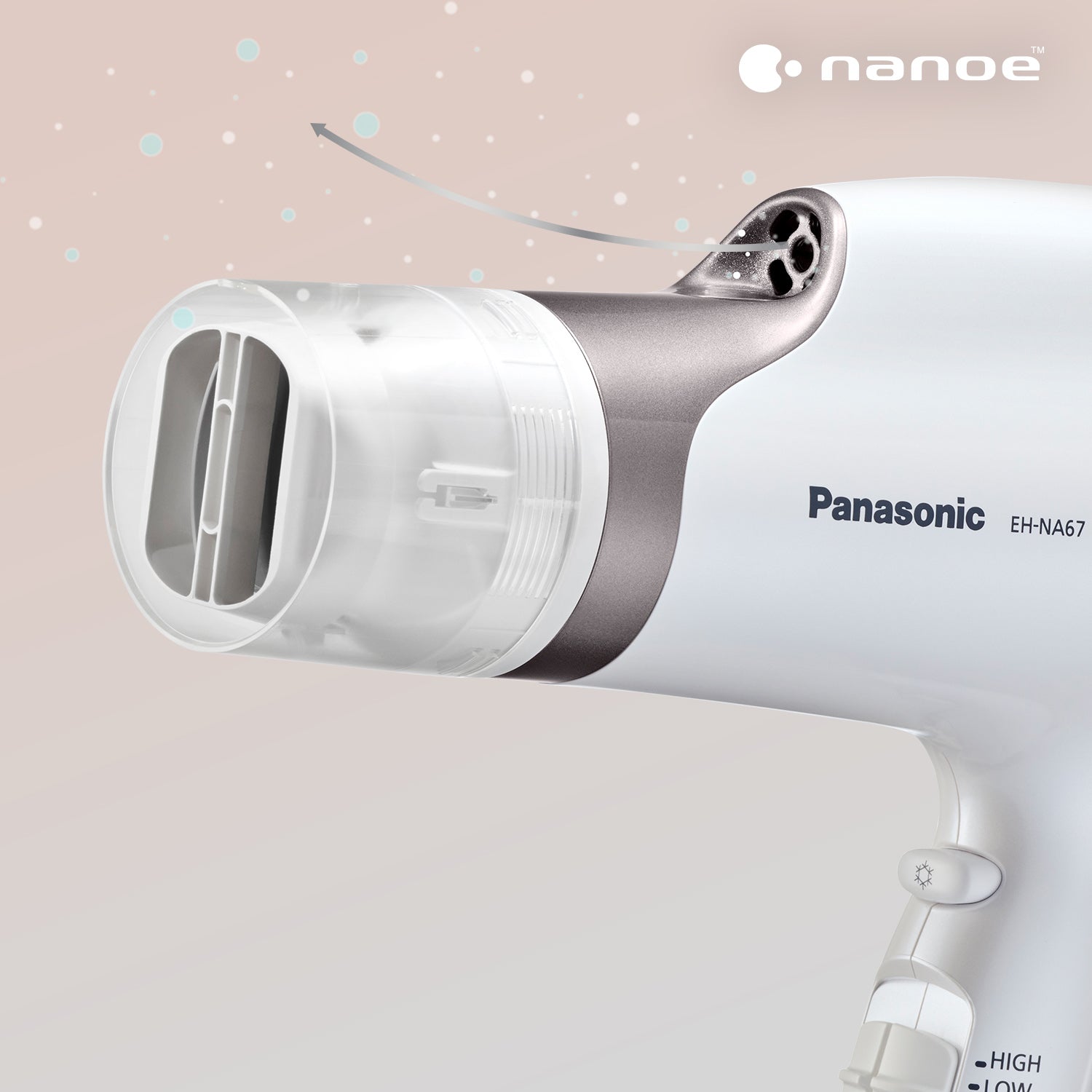 Panasonic nanoe™ Hair 3 Oscillating Dryer including Quick-Dry Nozzle Styling Attachments with