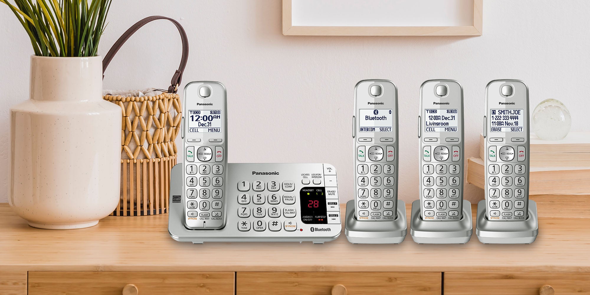 Panasonic Link2Cell Cordless Phone System with 4 Handsets