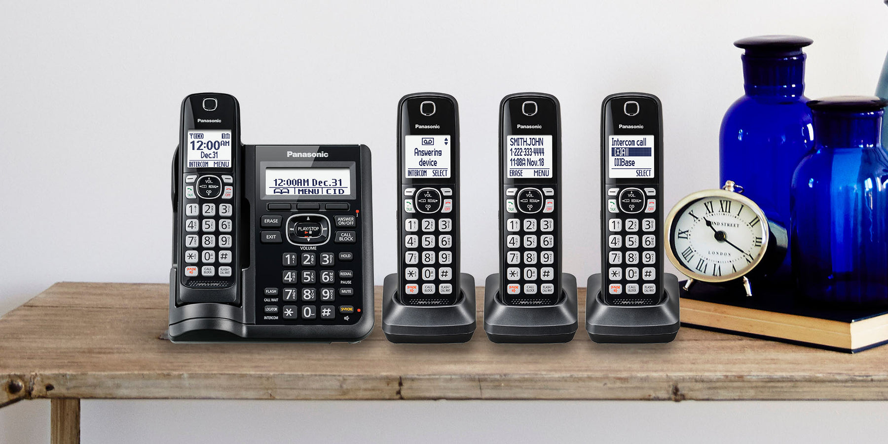 Panasonic Cordless Phone System with 4 Handset, Digital Answering