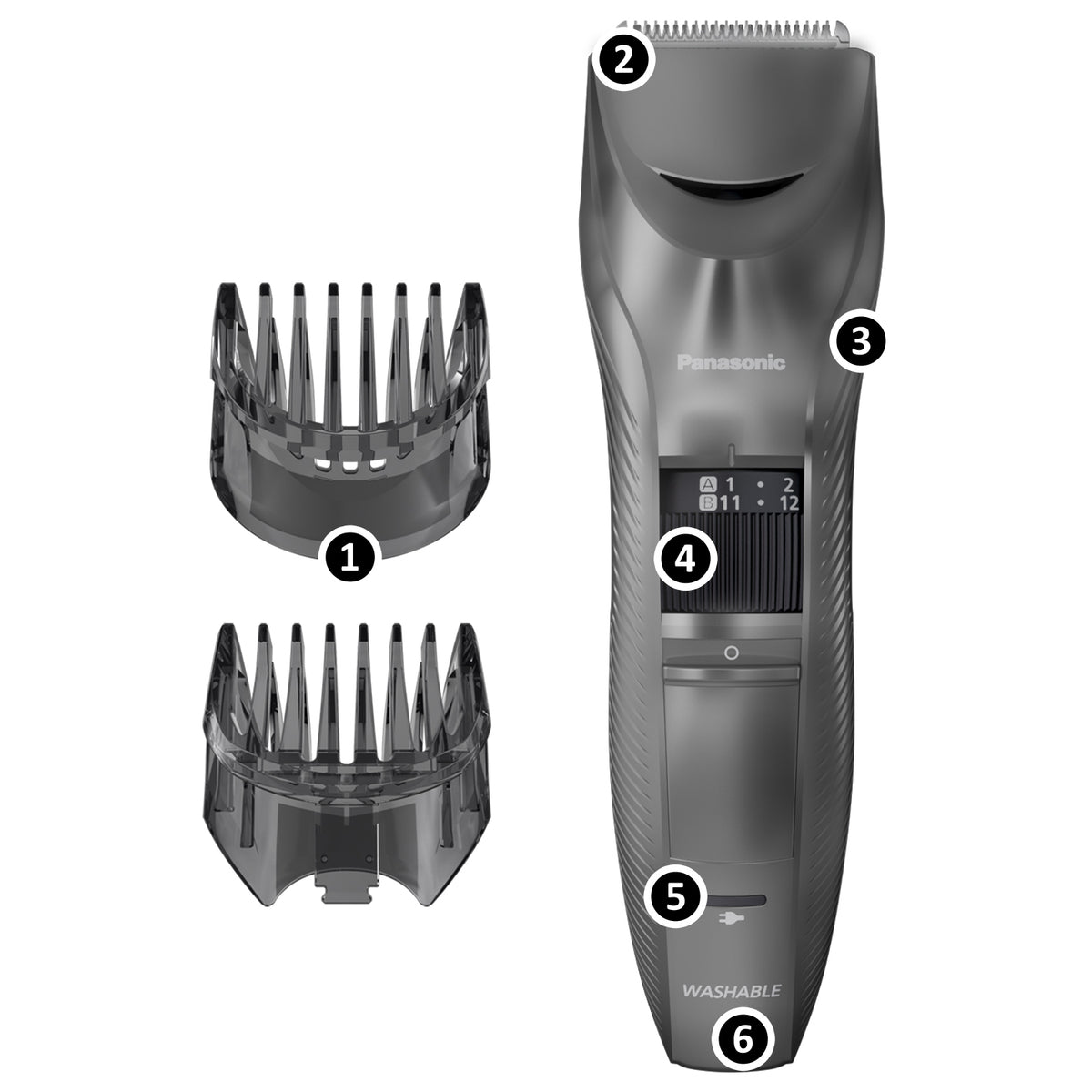 Panasonic Cordless Hair Clipper with 2 Comb Attachments and 39 ...