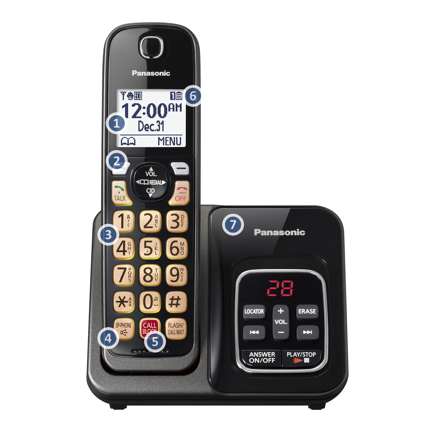 Panasonic Cordless Phone with Answering Machine, Advanced Call