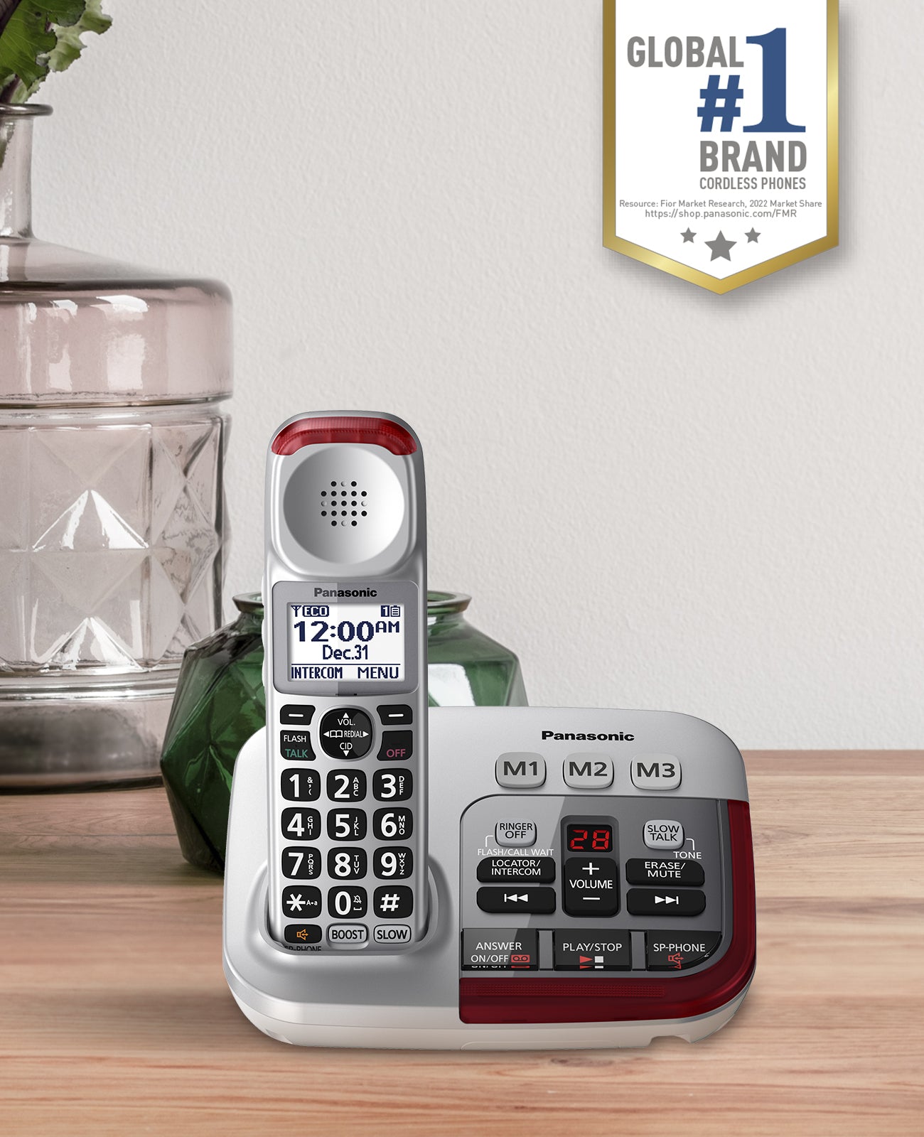 Panasonic Amplified Cordless Phone with 1 Handset, Digital