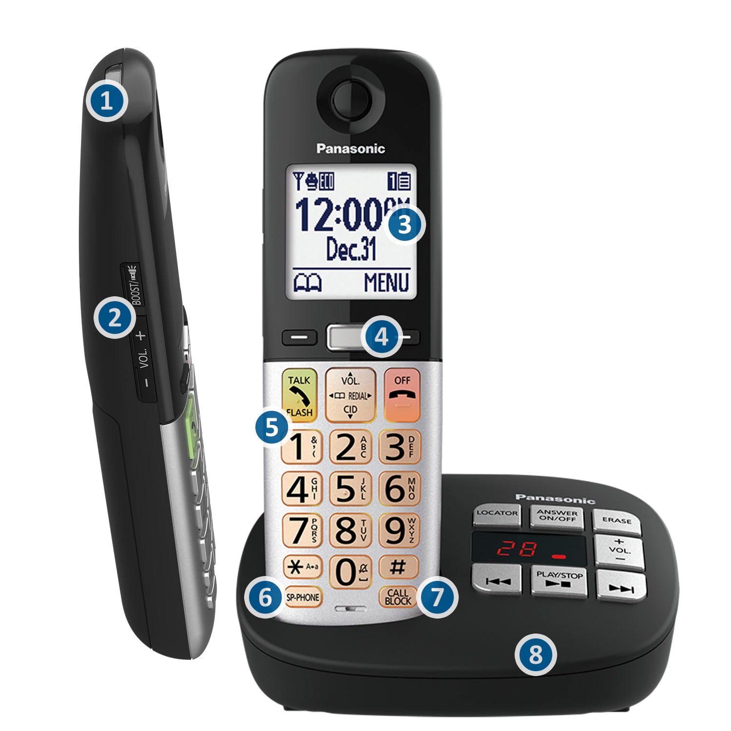 Panasonic Digital Cordless offers Phone Answering System KX-TG4321B 5.8 GHz 2 Handsets