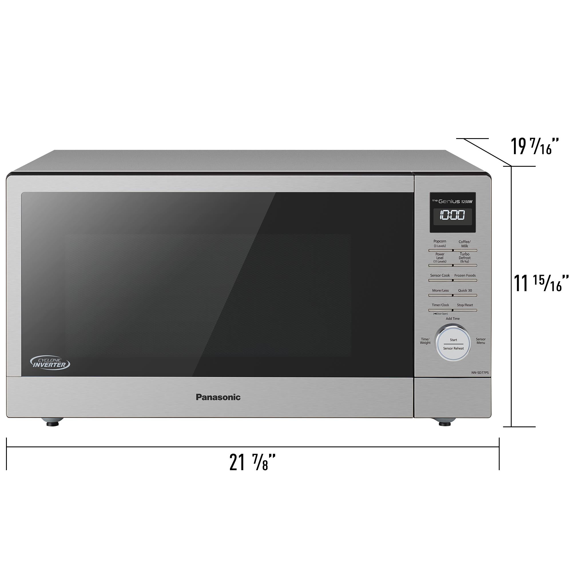 1.6 cu.ft Cyclonic Wave Inverter Microwave, 1250W - NN-SD77PS