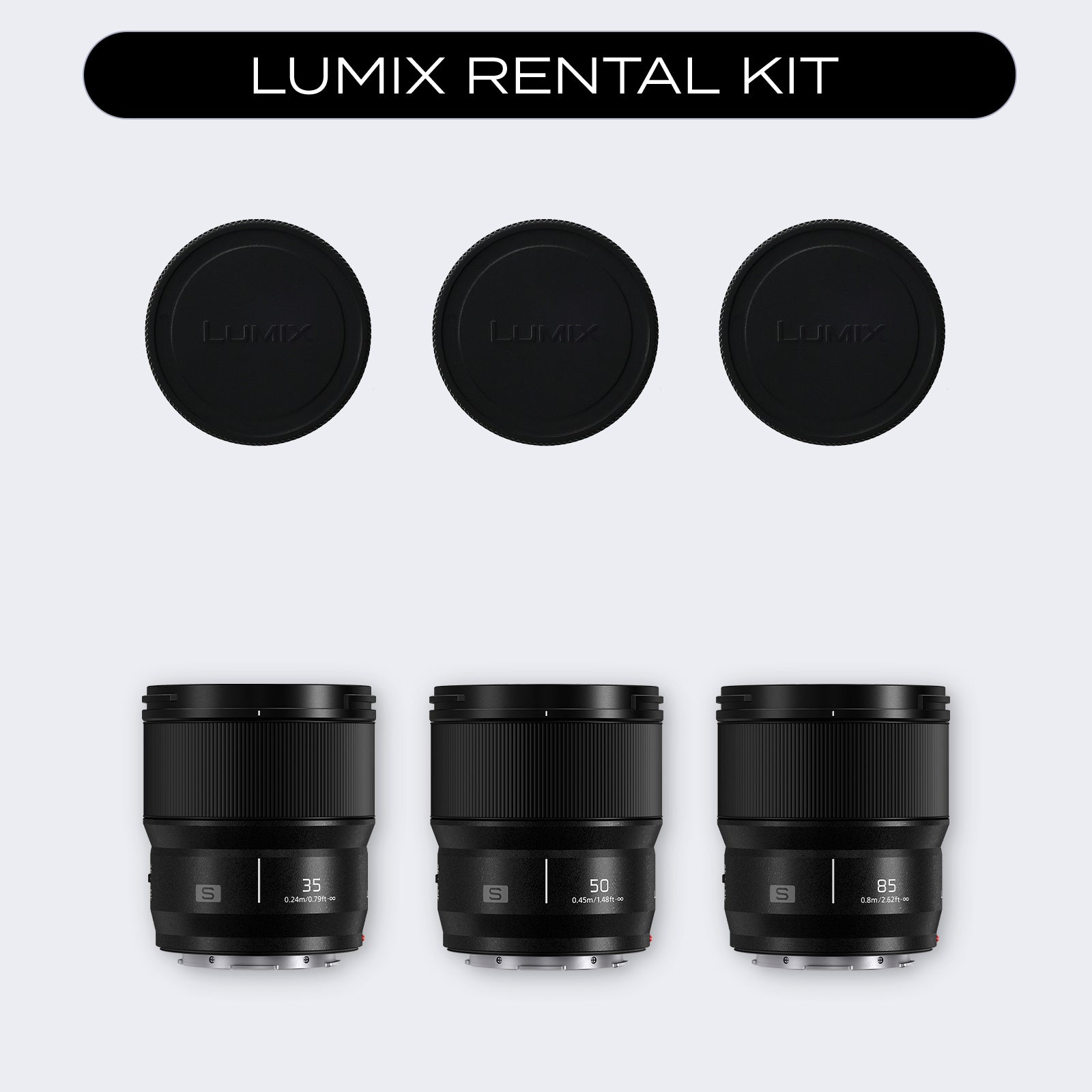 LUMIX Full Frame Prime Lens Rental Kit - S 35mm F1.8 | S 50mm F1.8 | S 85mm F1.8 - L-Mount