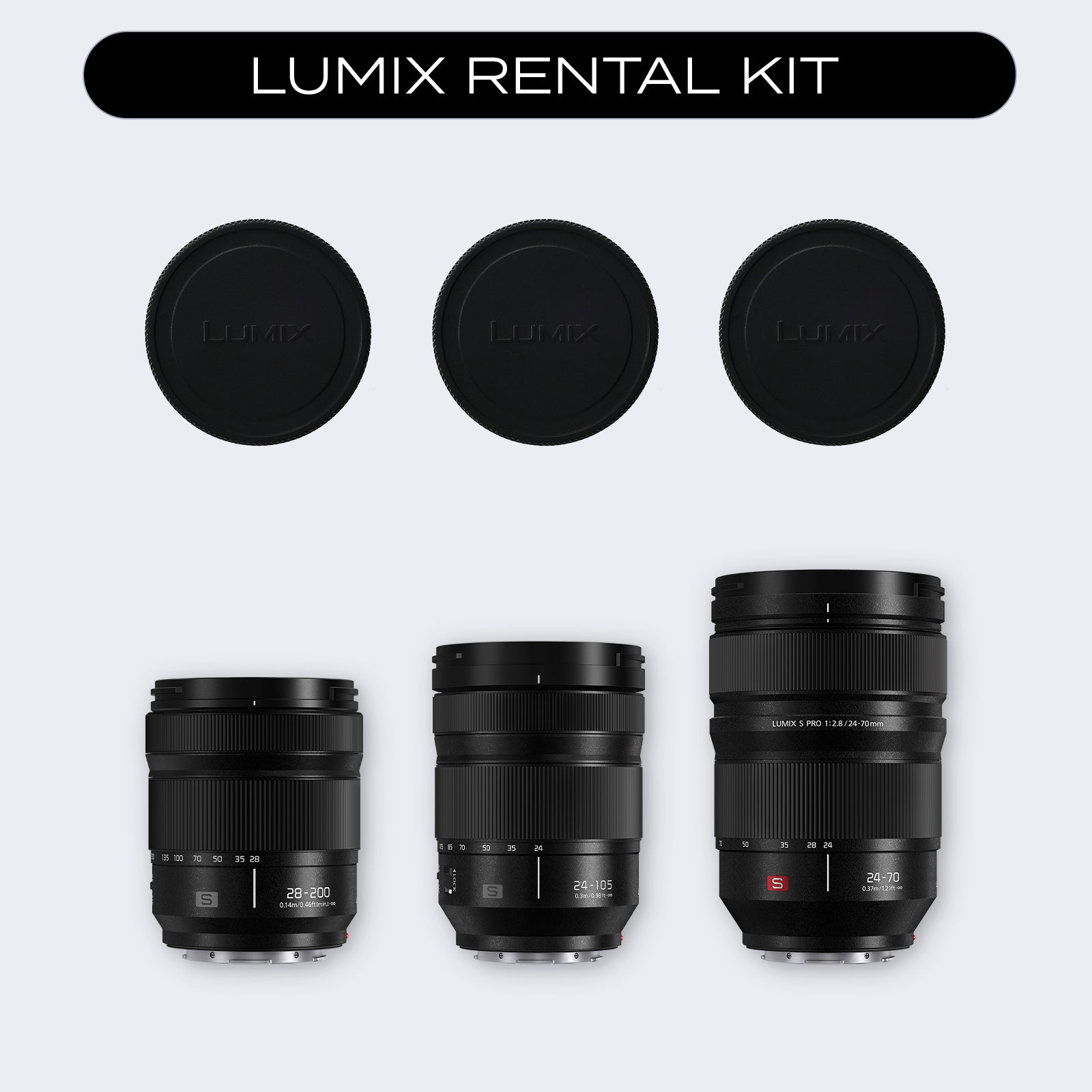 LUMIX Full Frame Zoom Lens Rental Kit - S 24-105mm F4 | S 24-70mm F2.8 | S 28-200mm F4 - L-Mount