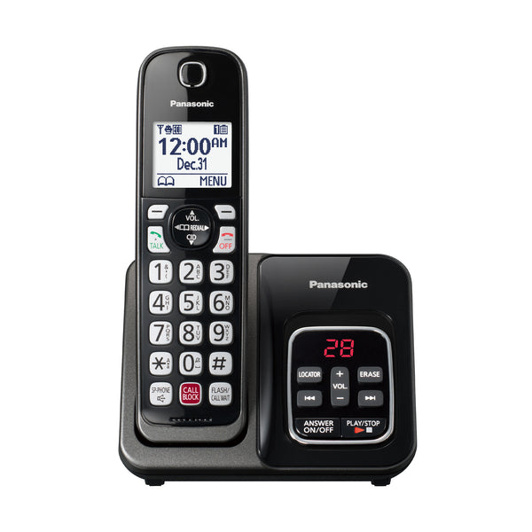 Panasonic Cordless Phone with Answering Machine, Advanced Call Block, Bilingual Caller ID and Easy to Read High-Contrast Display, Expandable System